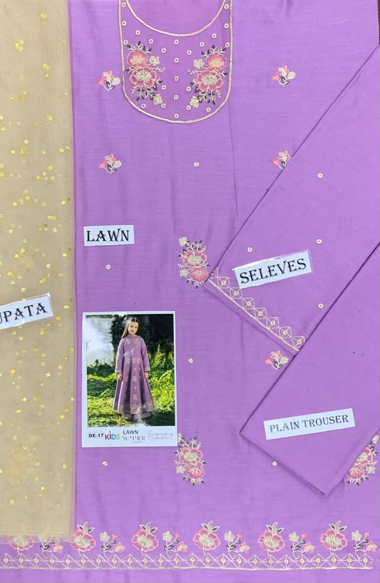 Kids Embroidered Lawn 3-Piece Suit – Summer Collection D-24