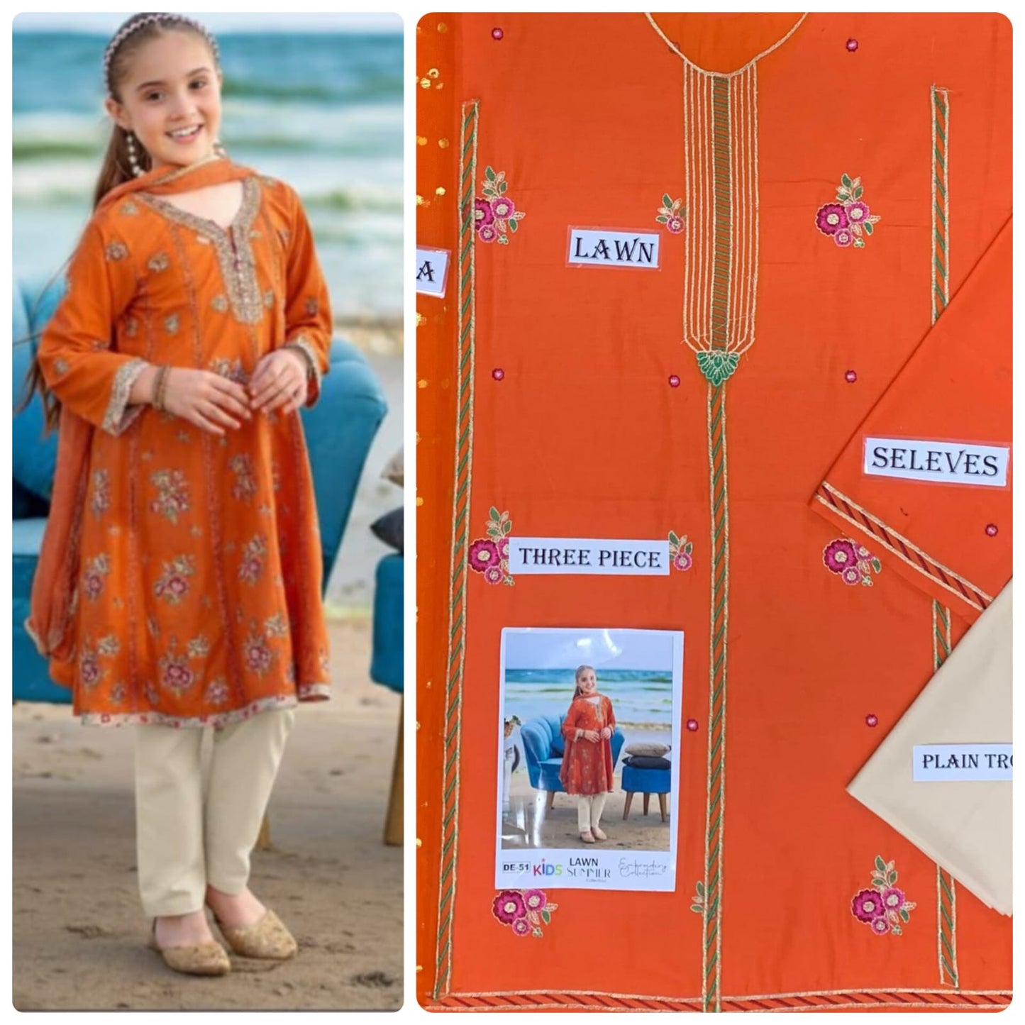 Kids Embroidered Lawn 3-Piece Suit – Summer Collection D-20