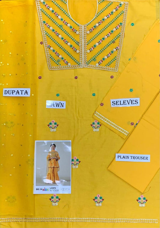 Kids Embroidered Lawn 3-Piece Suit – Summer Collection D-31