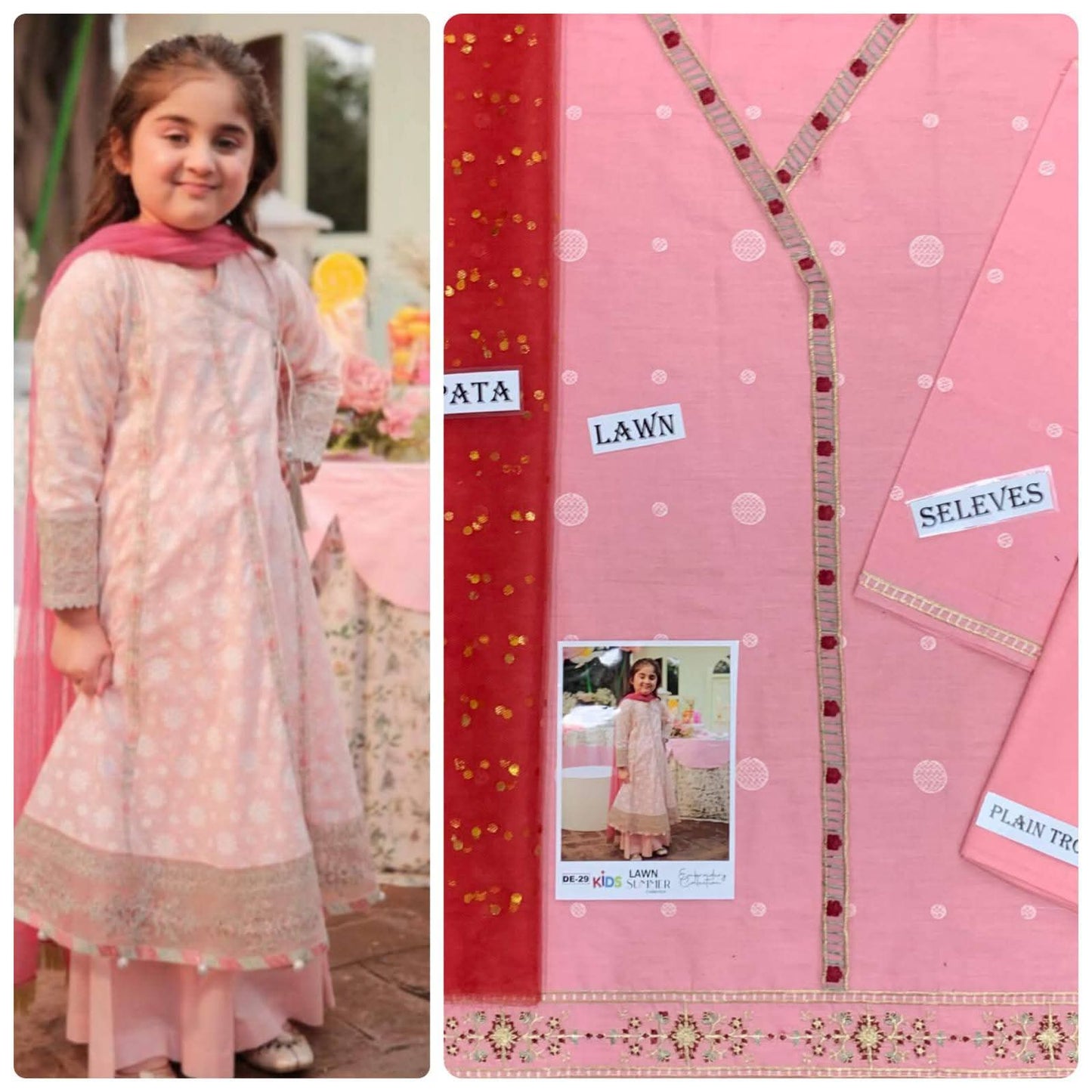 Kids Embroidered Lawn 3-Piece Suit – Summer Collection D-01