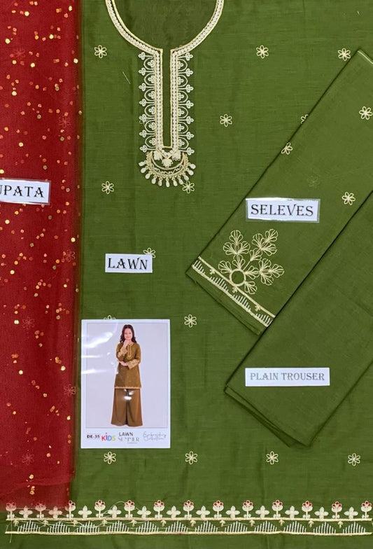 Kids Embroidered Lawn 3-Piece Suit – Summer Collection D-32