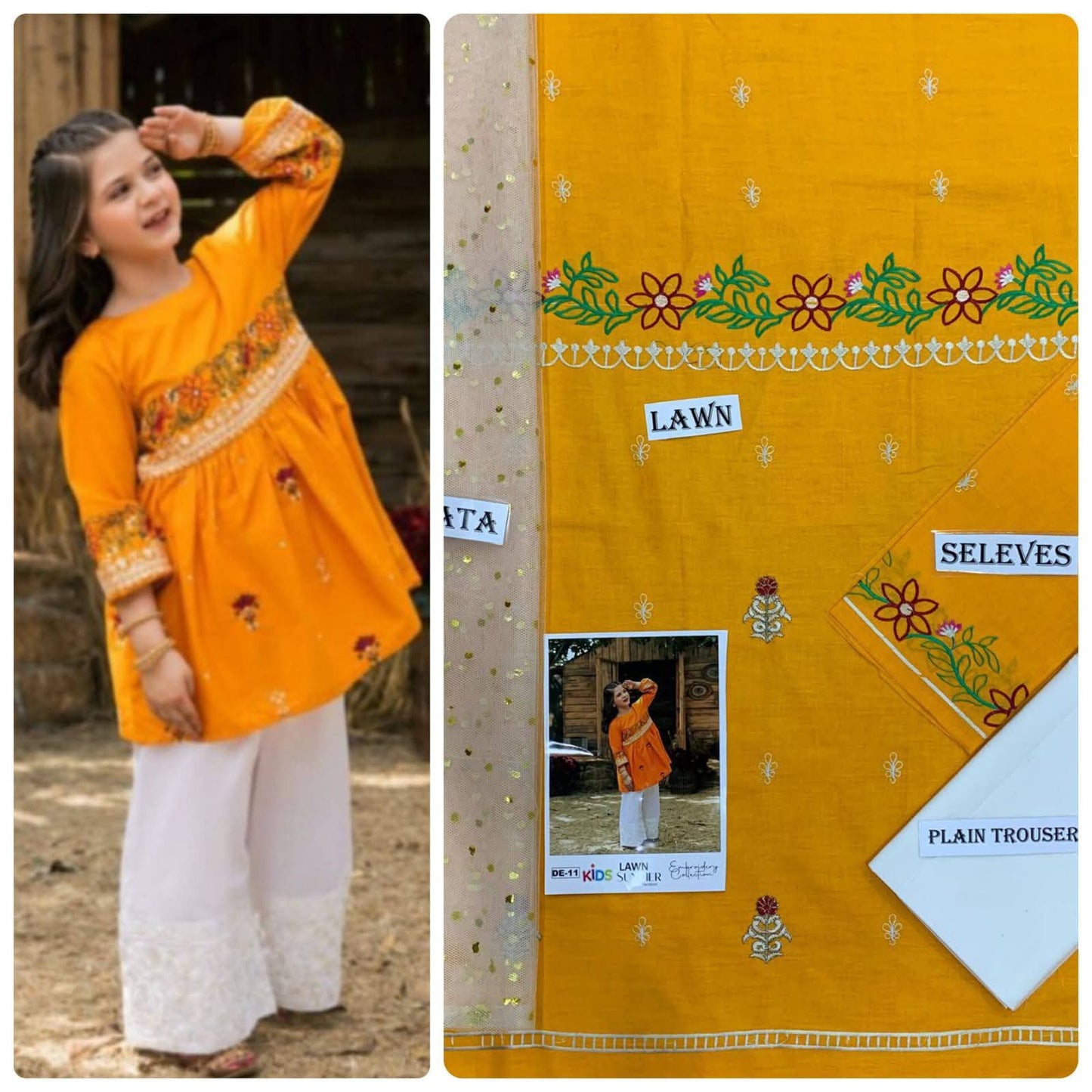 Kids Embroidered Lawn 3-Piece Suit – Summer Collection D-10