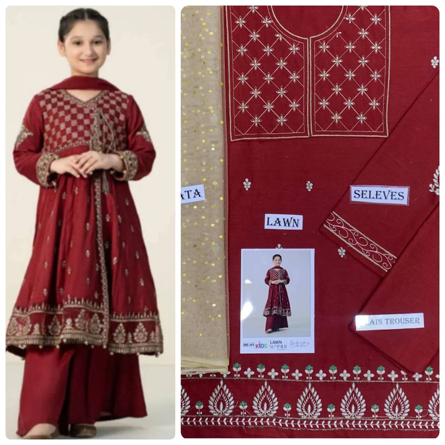 Kids Embroidered Lawn 3-Piece Suit – Summer Collection D-08