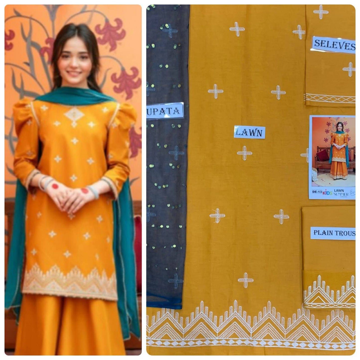 Kids Embroidered Lawn 3-Piece Suit – Summer Collection D-09