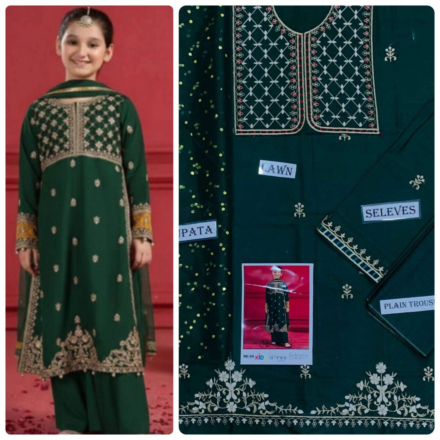 Kids Embroidered Lawn 3-Piece Suit – Summer Collection D-14