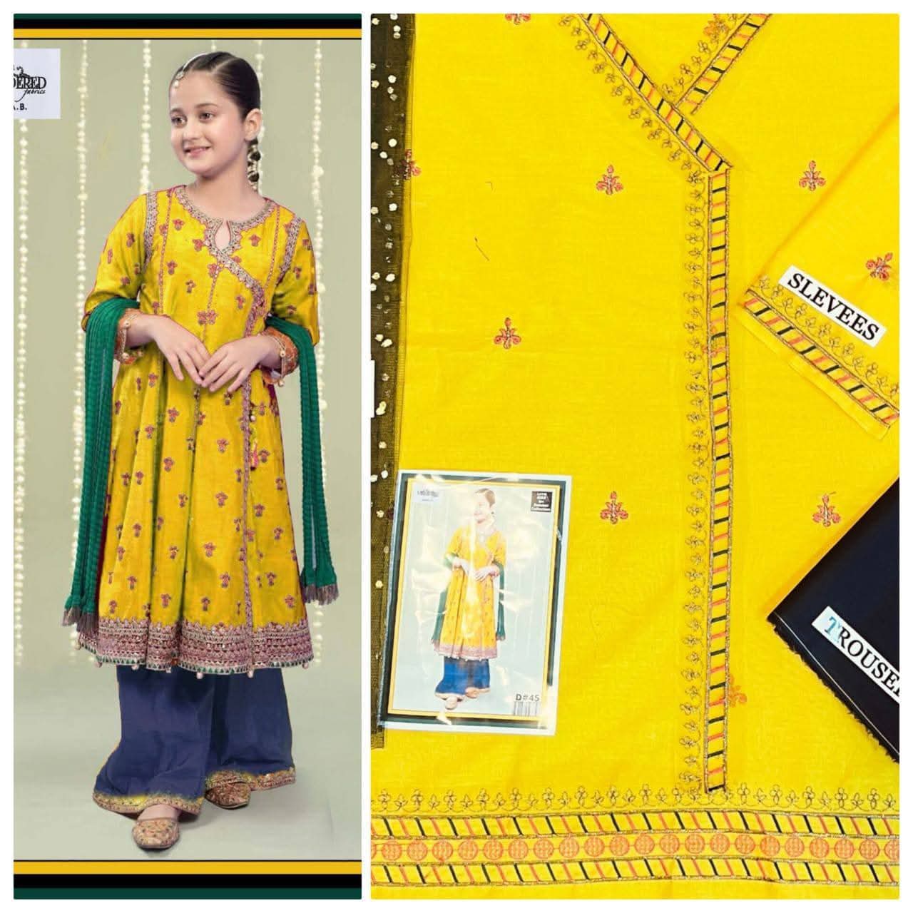 Kids Embroidered Lawn 3-Piece Suit – Summer Collection D-07