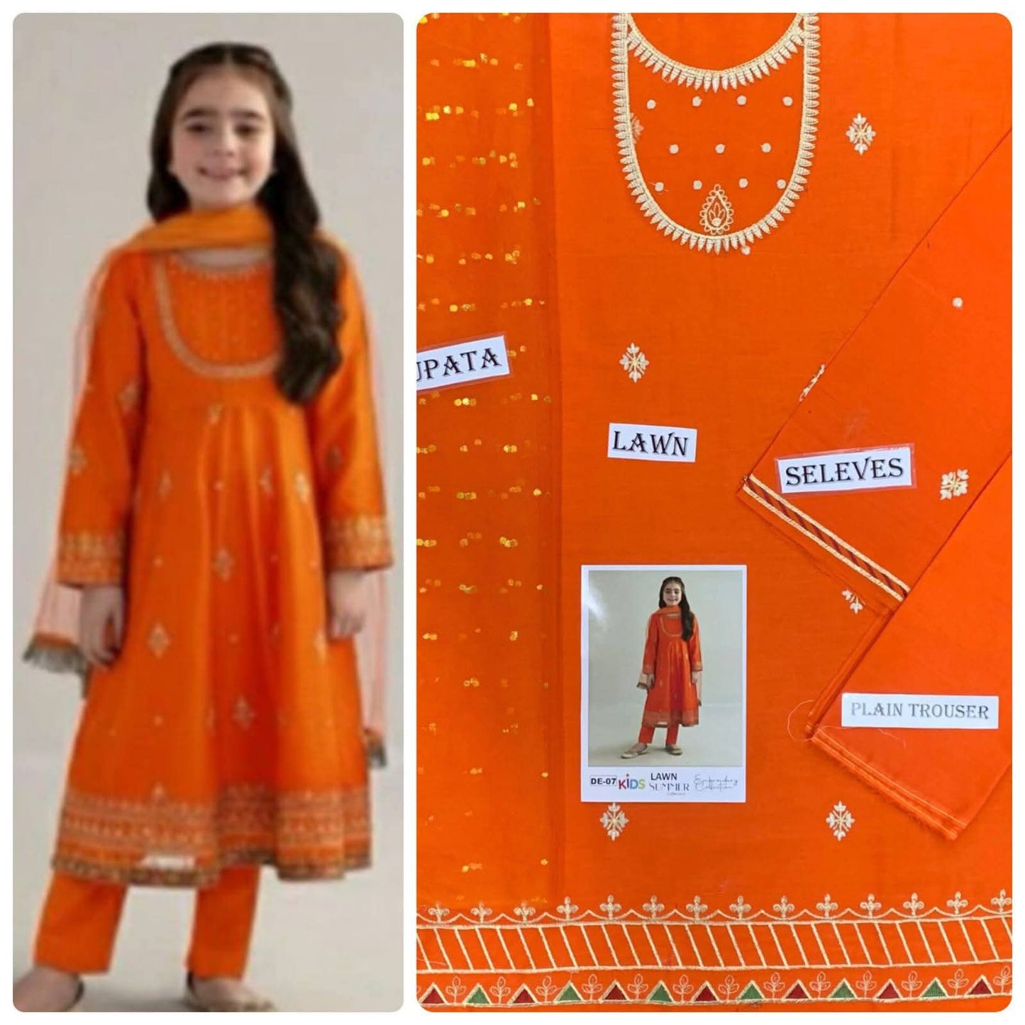 Kids Embroidered Lawn 3-Piece Suit – Summer Collection D-21