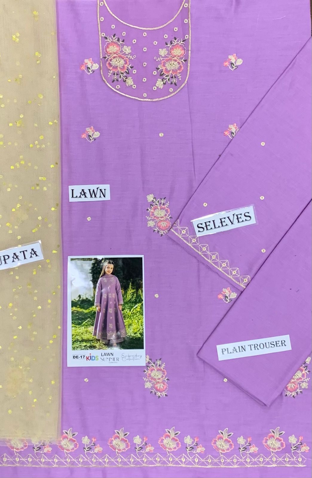 Kids Embroidered Lawn 3-Piece Suit – Summer Collection D-24