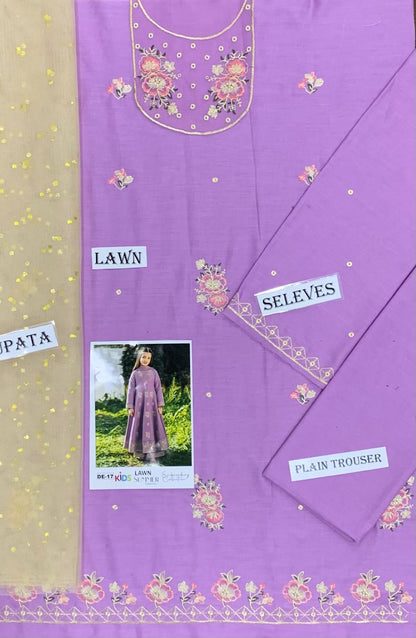 Kids Embroidered Lawn 3-Piece Suit – Summer Collection D-24