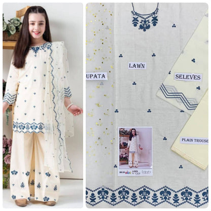 Kids Embroidered Lawn 3-Piece Suit – Summer Collection D-19