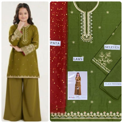 Kids Embroidered Lawn 3-Piece Suit – Summer Collection D-32