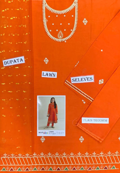 Kids Embroidered Lawn 3-Piece Suit – Summer Collection D-21