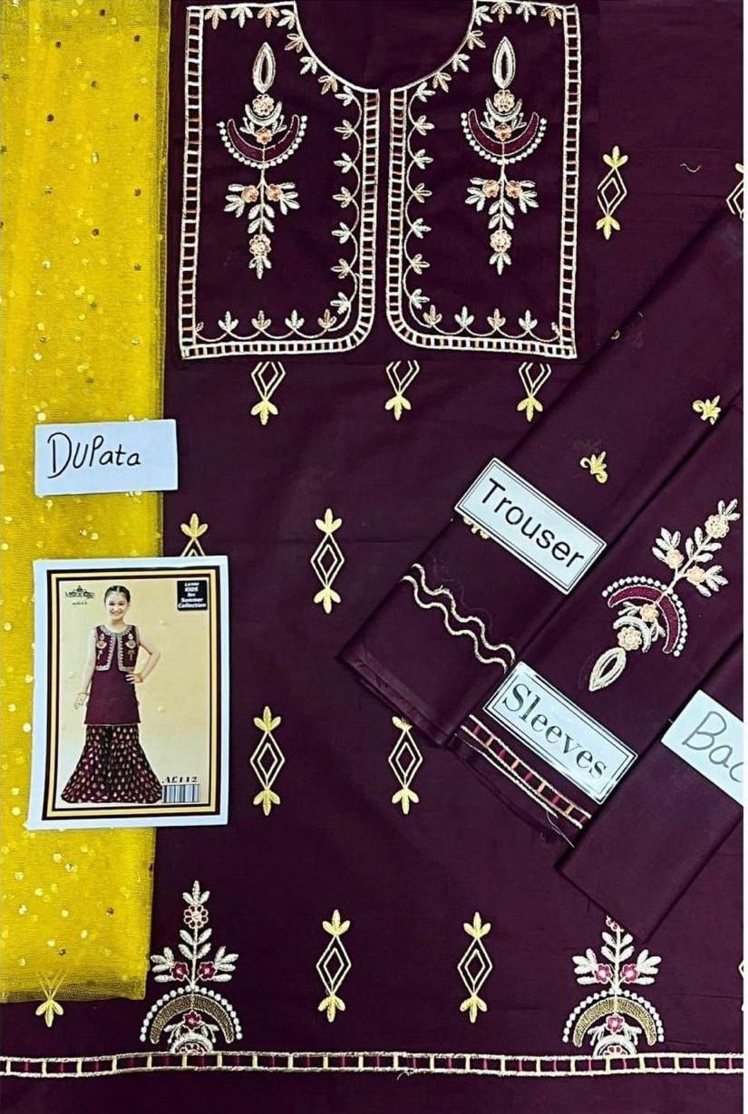 Kids Embroidered Lawn 3-Piece Suit – Summer Collection D-16