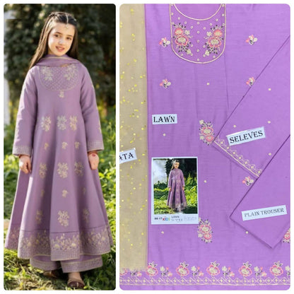 Kids Embroidered Lawn 3-Piece Suit – Summer Collection D-24