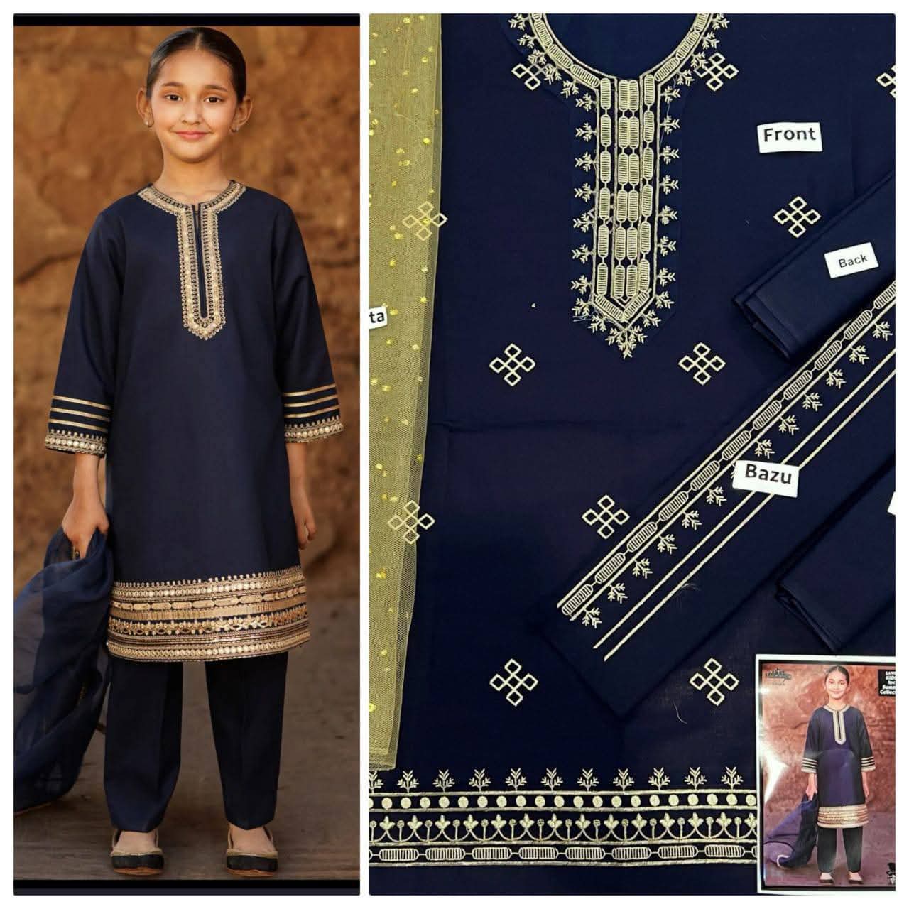Kids Embroidered Lawn 3-Piece Suit – Summer Collection D-26