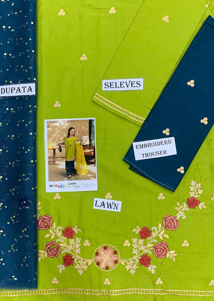 Kids Embroidered Lawn 3-Piece Suit – Summer Collection D-12