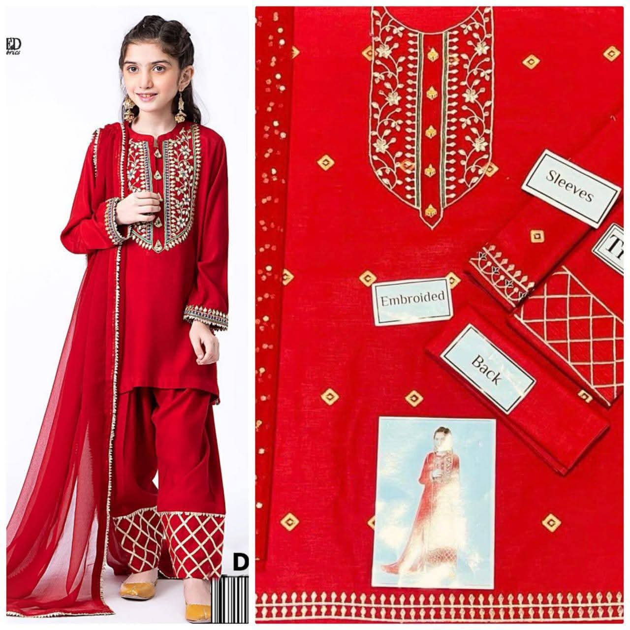 Kids Embroidered Lawn 3-Piece Suit – Summer Collection D-05