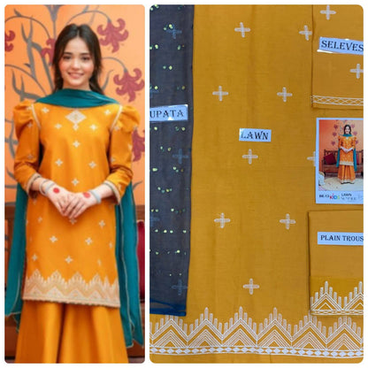 Kids Embroidered Lawn 3-Piece Suit – Summer Collection D-09