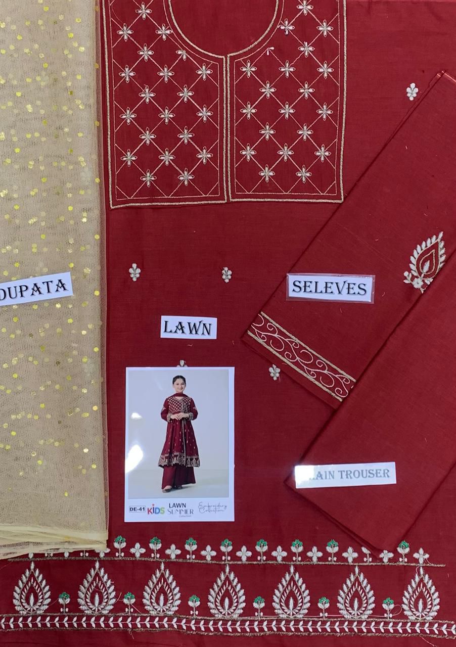 Kids Embroidered Lawn 3-Piece Suit – Summer Collection D-08