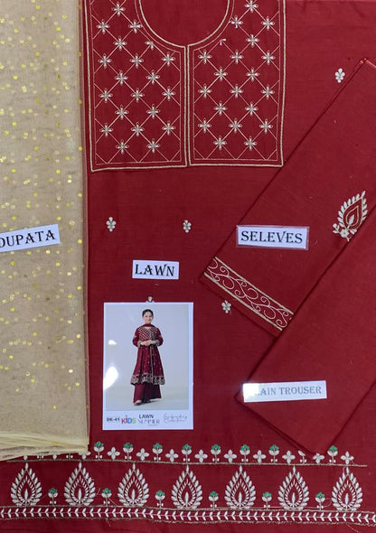 Kids Embroidered Lawn 3-Piece Suit – Summer Collection D-08