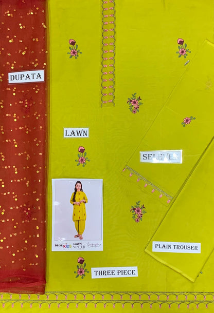 Kids Embroidered Lawn 3-Piece Suit – Summer Collection D-02