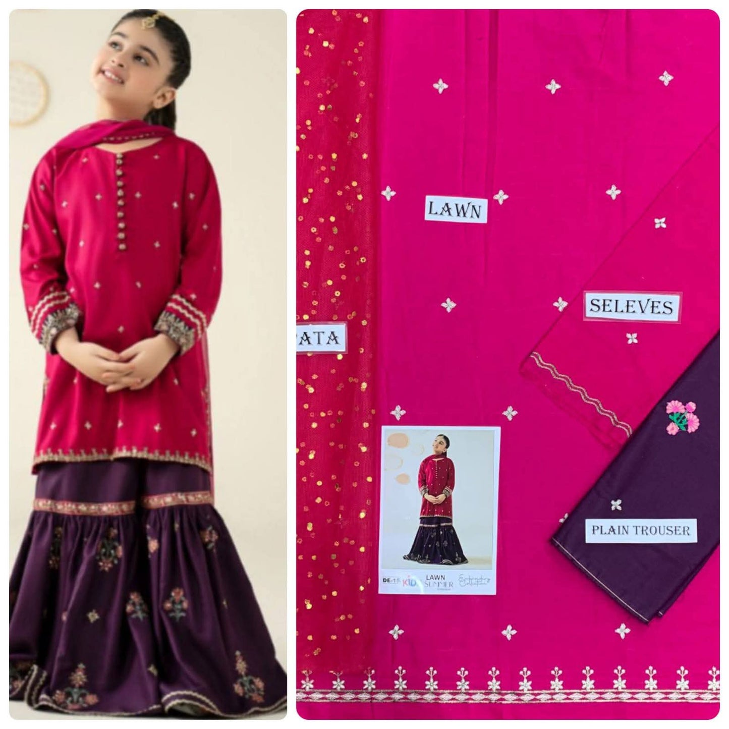 Kids Embroidered Lawn 3-Piece Suit – Summer Collection D-06