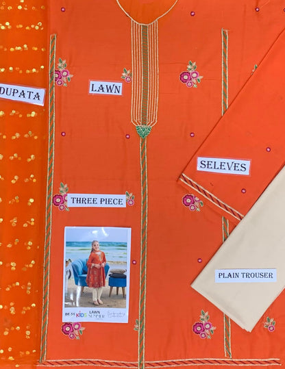 Kids Embroidered Lawn 3-Piece Suit – Summer Collection D-20