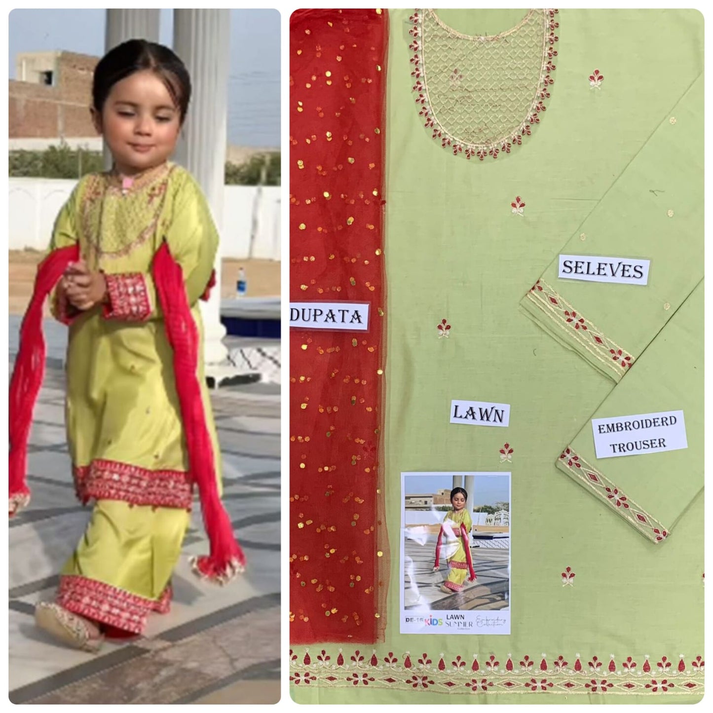 Kids Embroidered Lawn 3-Piece Suit – Summer Collection D-18