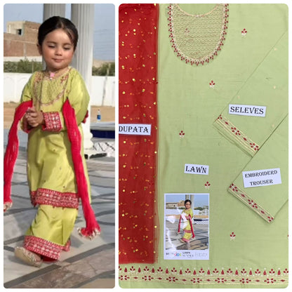 Kids Embroidered Lawn 3-Piece Suit – Summer Collection D-18