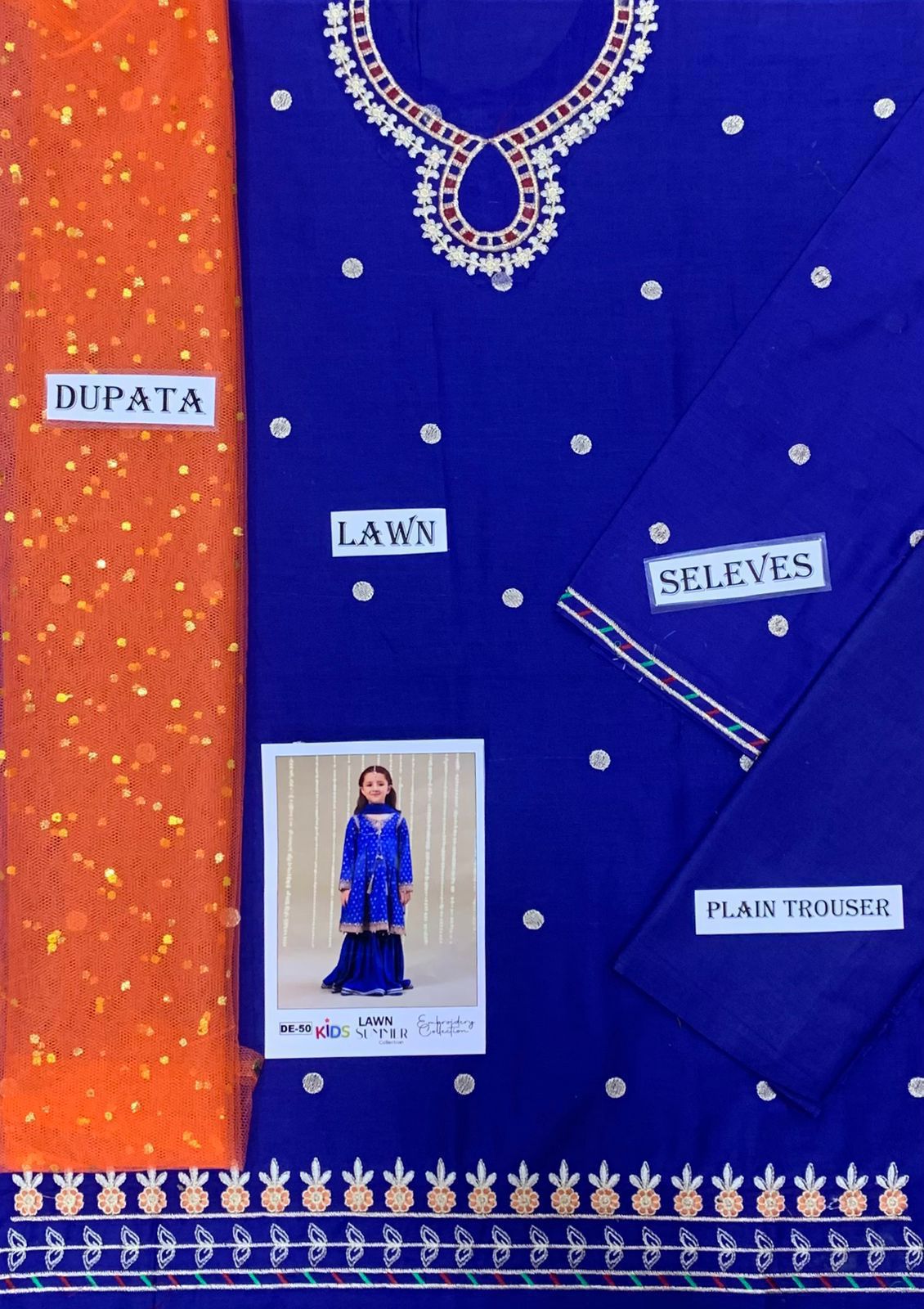 Kids Embroidered Lawn 3-Piece Suit – Summer Collection D-15