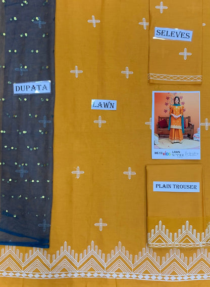 Kids Embroidered Lawn 3-Piece Suit – Summer Collection D-09