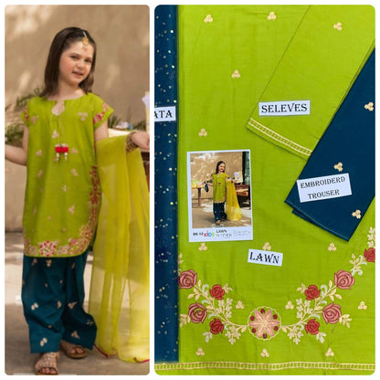 Kids Embroidered Lawn 3-Piece Suit – Summer Collection D-12